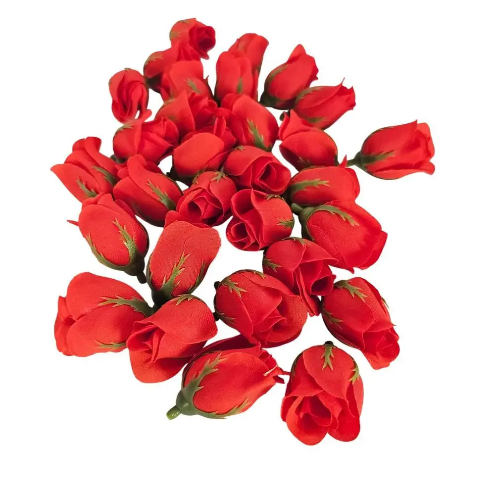 105 Red Silk Rose Heads Lot Open Roses Buds Stemless Wedding Craft Decor